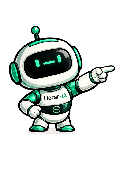 Mascota Horar-IA apuntando al CTA